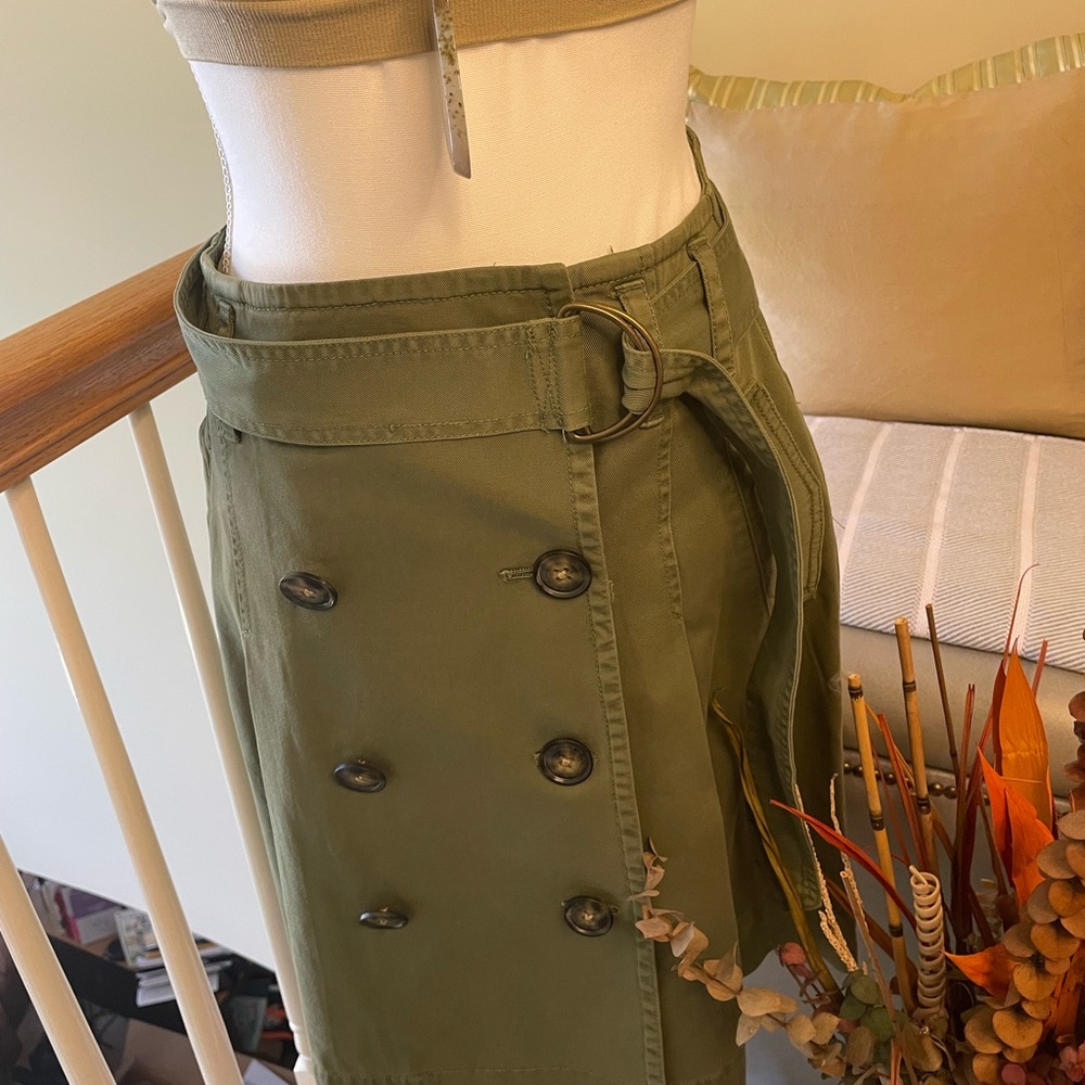 J. Crew Olive Green Belted Skirt